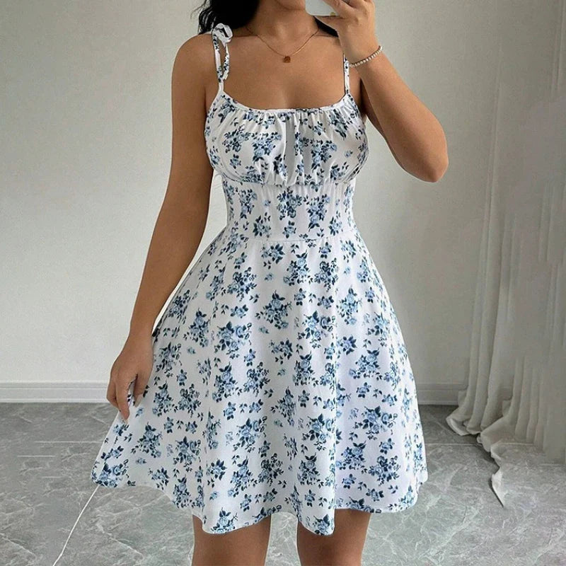Floral Spaghetti Strap Beach Short Dress,Dresses,Clothing,Clothes,Sundress,in Dress