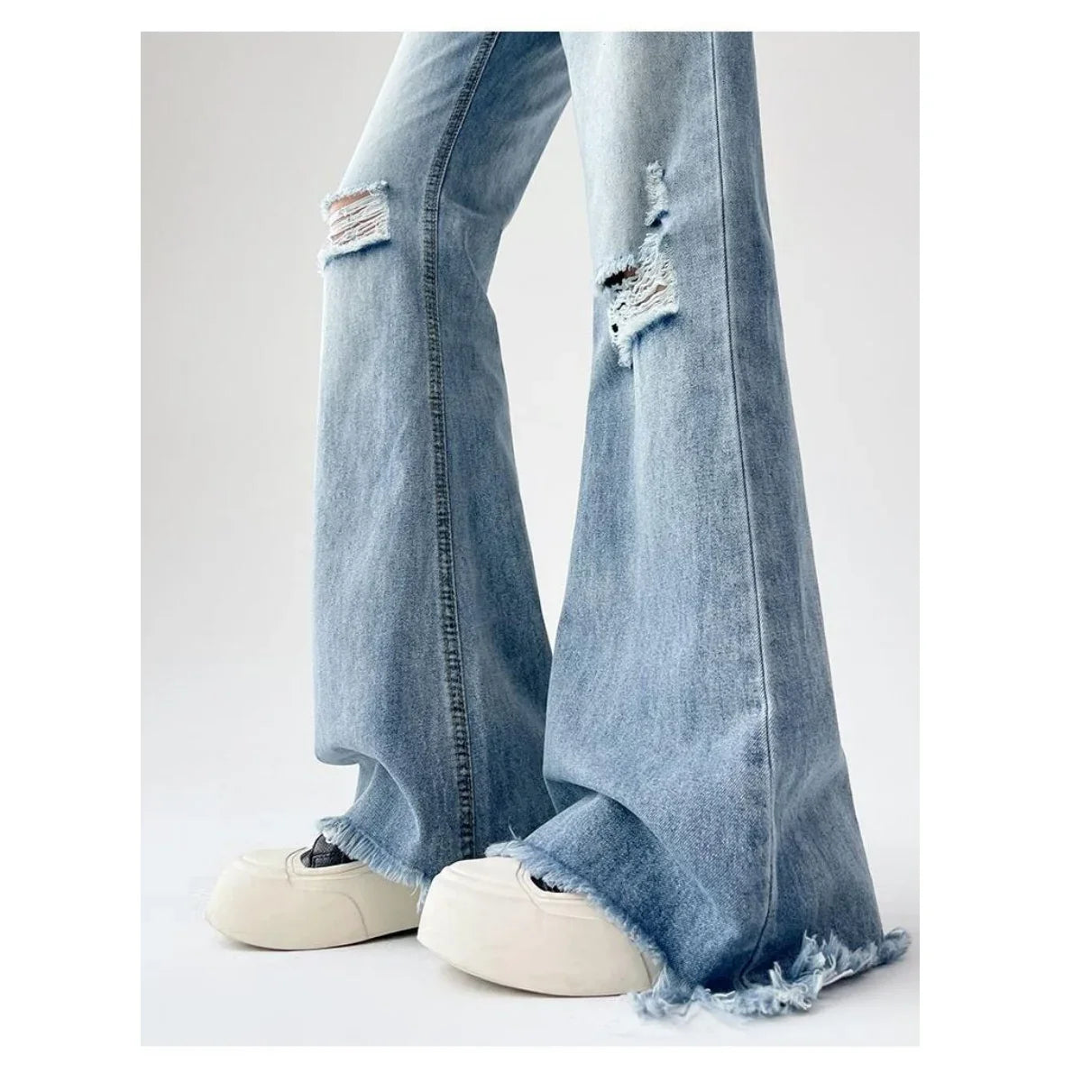 Ladies Jeans Flare High Waist Denim Trouser Leisure Slimming Vintage pants Y2k Flared Straight Leg Jeans On The Ground