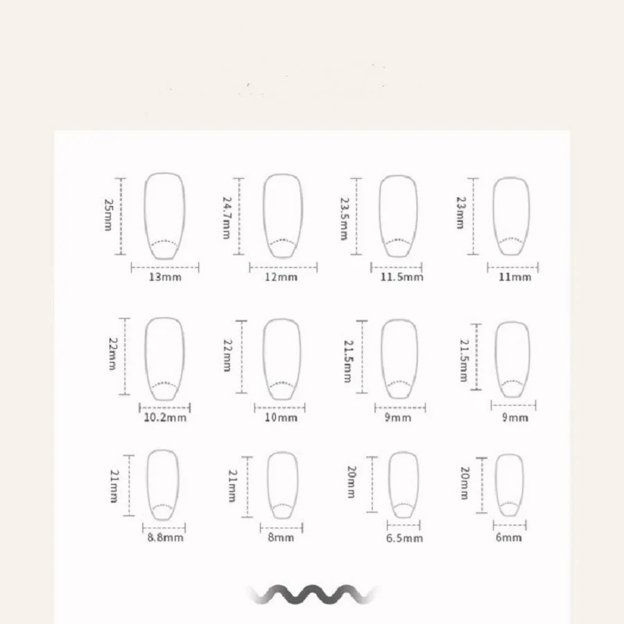 24PCS/1BOX Dark Wind Gradient Long White Bow Nail Patch Fake Nails