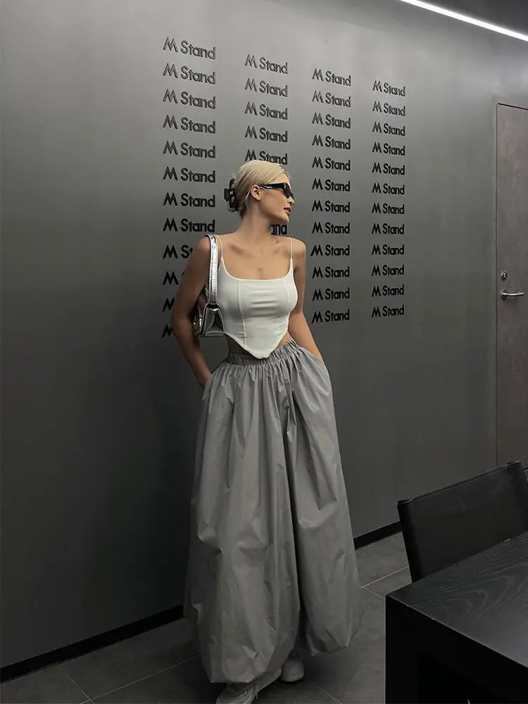 Deeptown Korean Style Casual Long Skirt