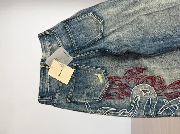 American retro jeans loose casual Y2K high street retro hip-hop clown couple wide leg pants