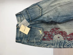 American retro jeans loose casual Y2K high street retro hip-hop clown couple wide leg pants