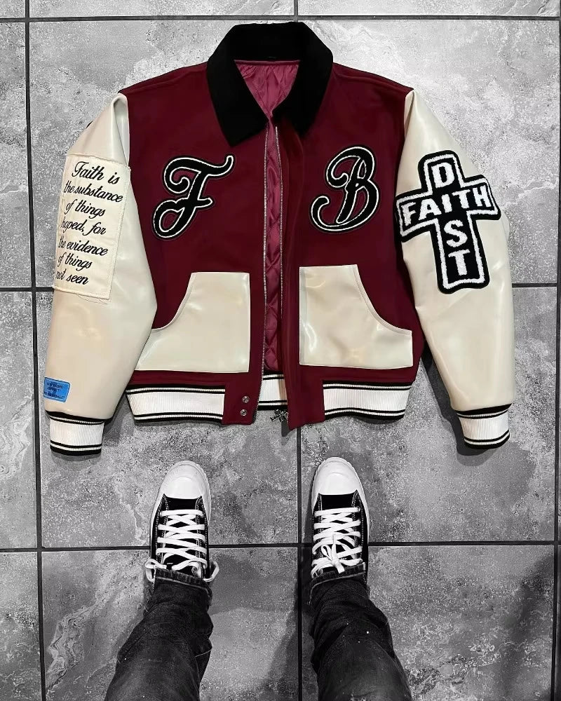 American Oversize Letter Embroidery Flocking Baggy Couple Baseball Uniform Jacket Y2K Punk Gothic Top