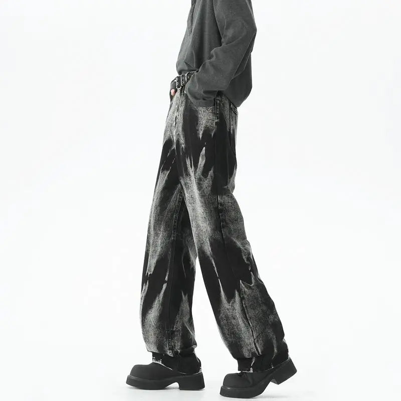 Baggy Wide Leg Jeans High Street Style Dyed Denim Casual Straight Neutral Wind Baggy Jeans Versatile