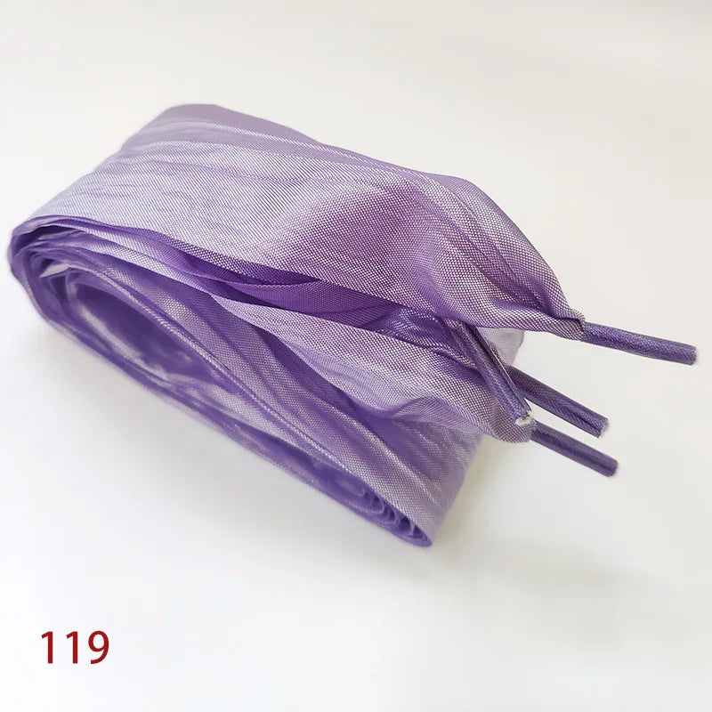 5cm Widened Butterfly Bow Ruffled Yarn Shoelaces Flat Silk Big Bow Wide Laces Trend Beauty White Casual Shoes Laces Dropship