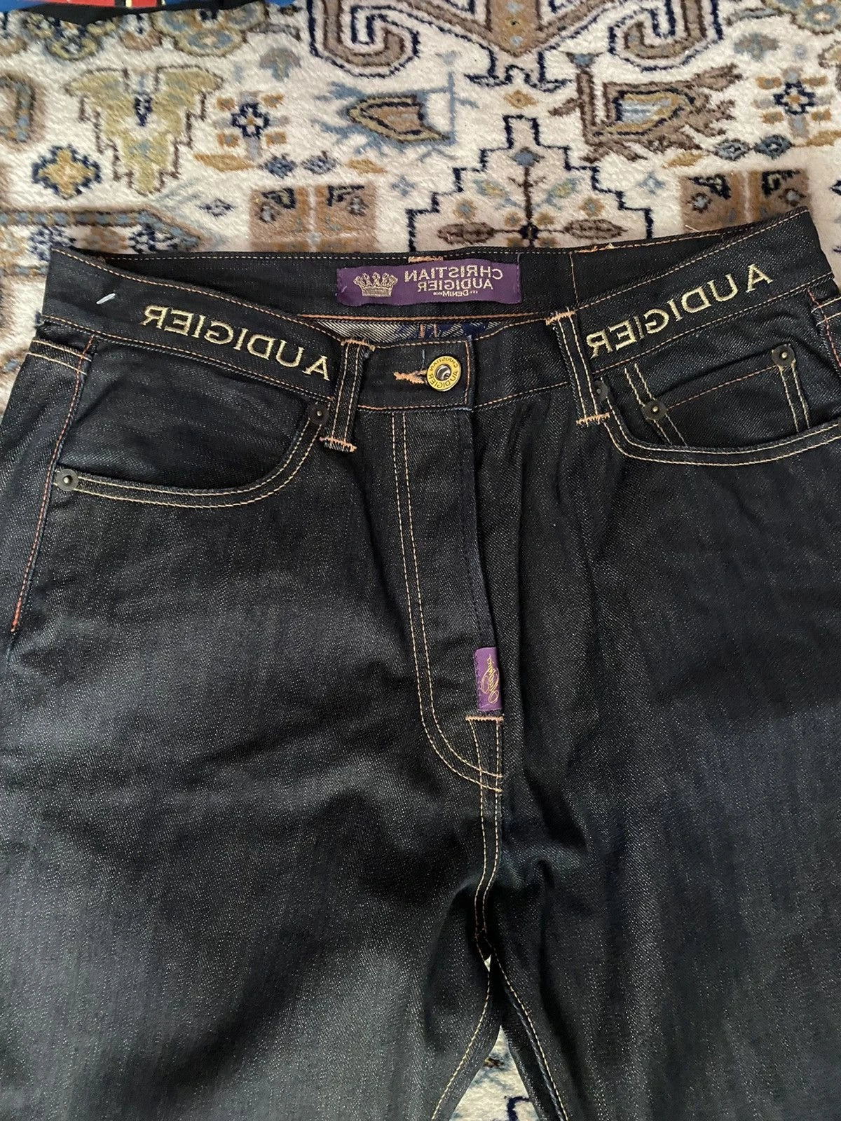 Harajuku Y2k 2000s Clothing Vintage Statue of liberty Diamonds Jeans Casual Denim Pants High Waist Straight Wide Leg Jeans