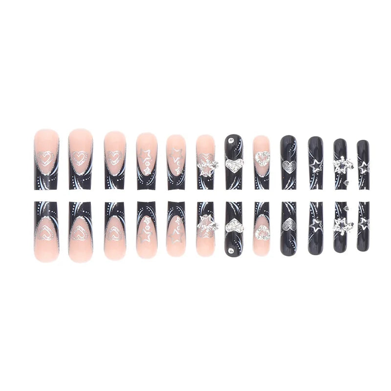 24PCS/1BOX Black French Wearing Sweet