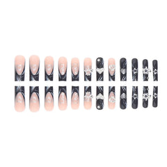 24PCS/1BOX Black French Wearing Sweet