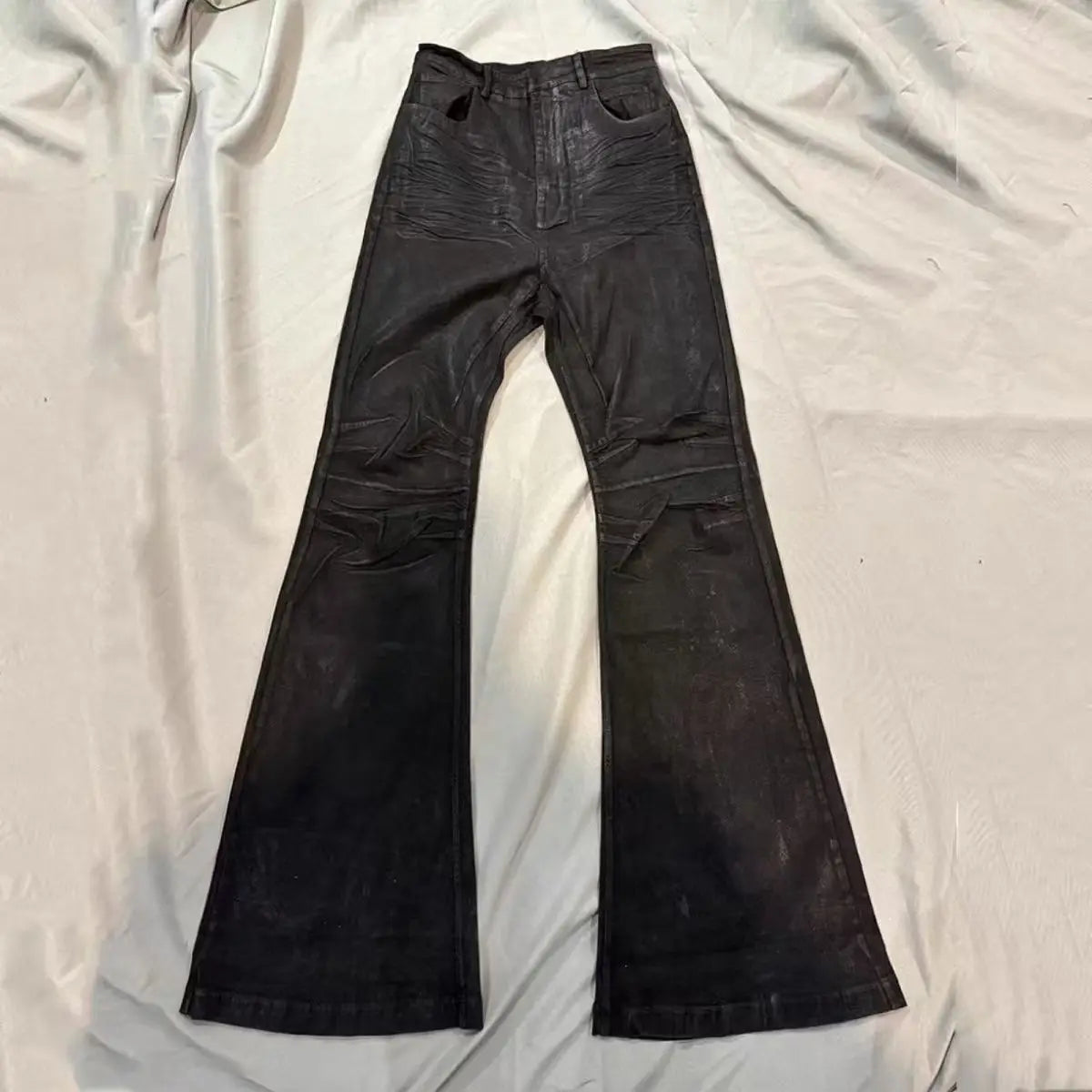 American Retro Heavy Industry High Street Coated Micro-Flared Jeans