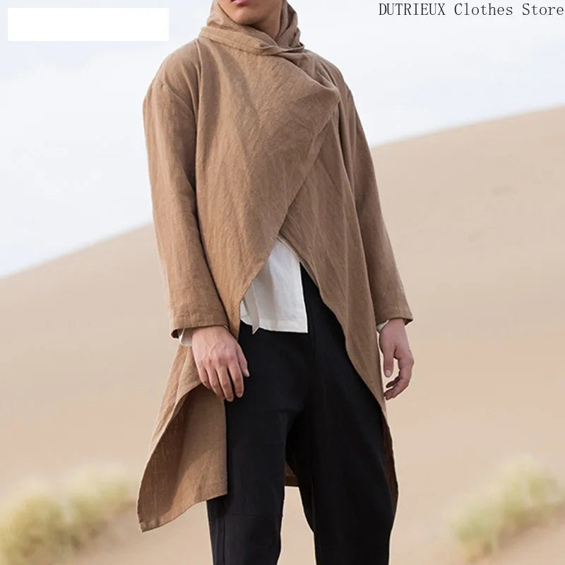 Personality Retro Long Irregular Capes Shirts Leisure Holiday Beach Cotton