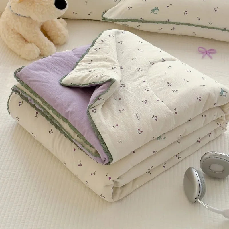 Sweet Printed Air-Condition Blanket Soft Skin-Friendly quilted quilt Breathable Cooling Comforter Queen King Beds