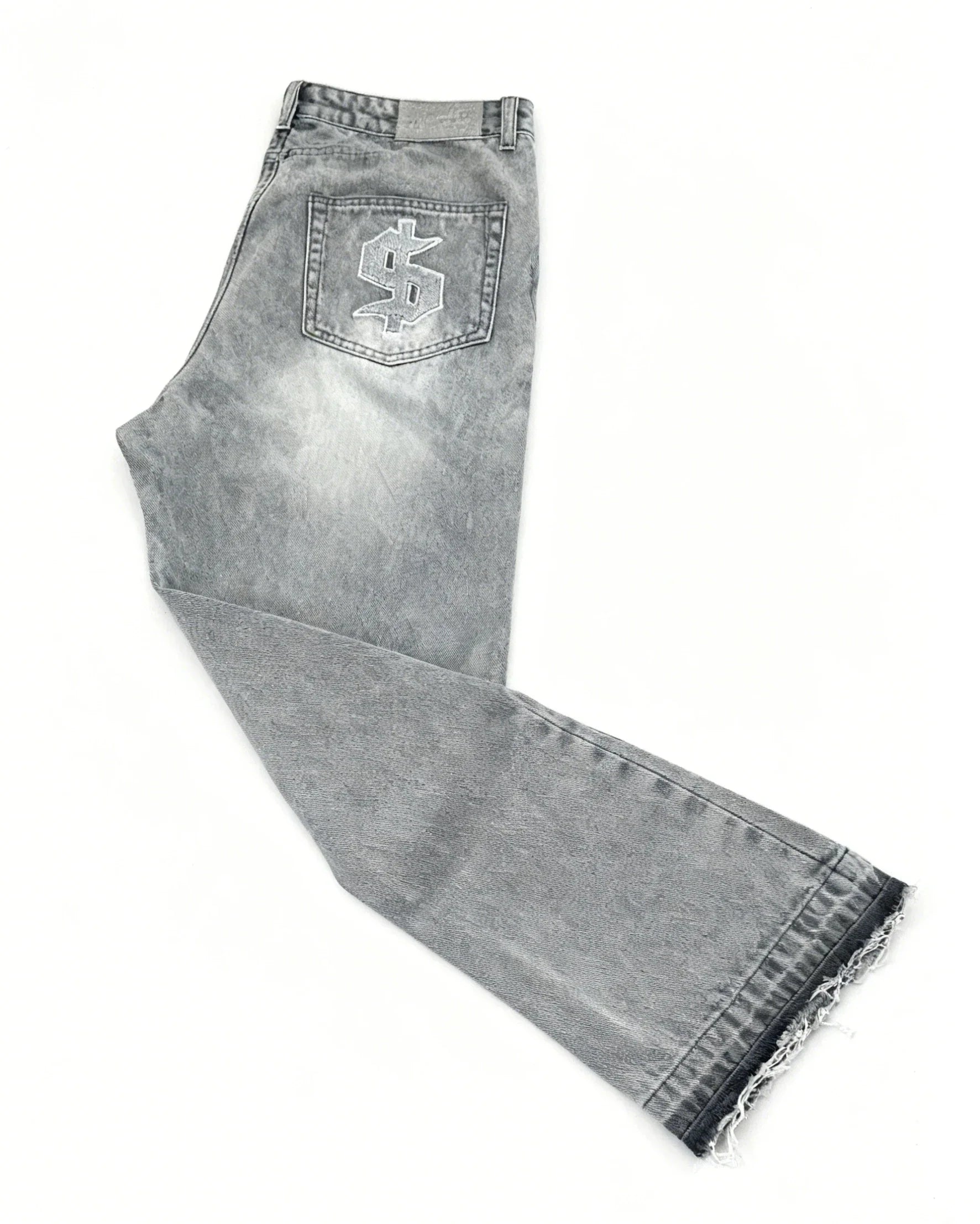 Y2K Retro Gothic Dollar Pattern Embroidered Patchwork Jeans