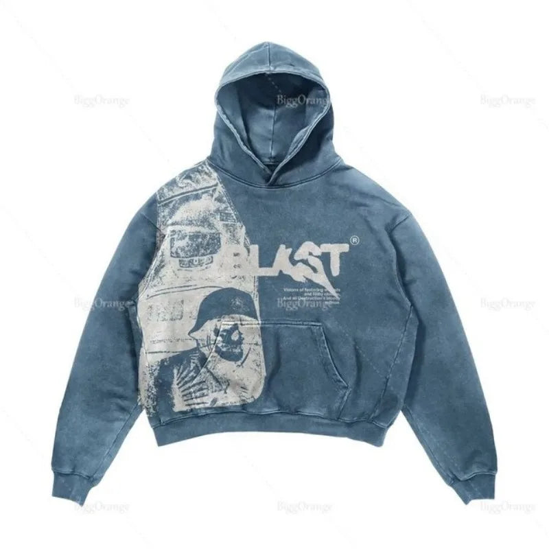 Punk Wind Ninja Printed Long-sleeved Hoodies Couples Hip-hop Street Y2k Street Loose Oversized Hoodies Harajuku Goth Top