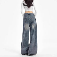 High Waist Wide Leg Denim Jeans Loose Straight Floor-Length Pants Style Comfortable Sensation