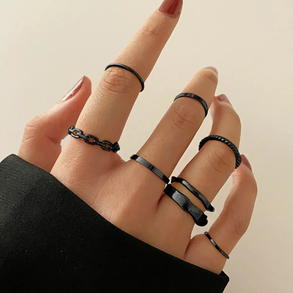 The Tide Cool Ring Set Korean Ring Ring Net Red Jewelry Not Fade Color Ring Cold Wind Hip Hop Index Finger Ring