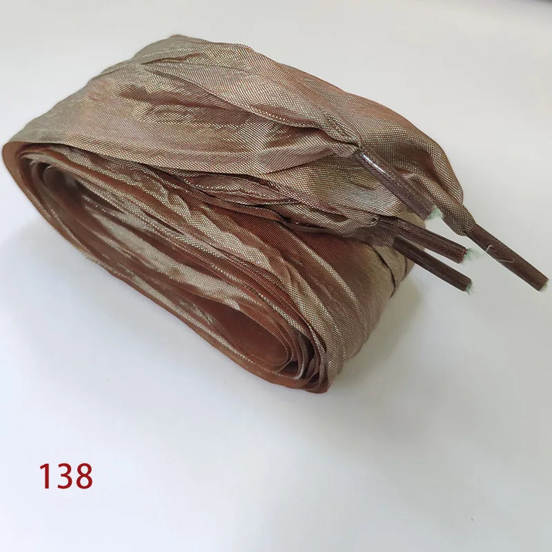 5cm Widened Butterfly Bow Ruffled Yarn Shoelaces Flat Silk Big Bow Wide Laces Trend Beauty White Casual Shoes Laces Dropship