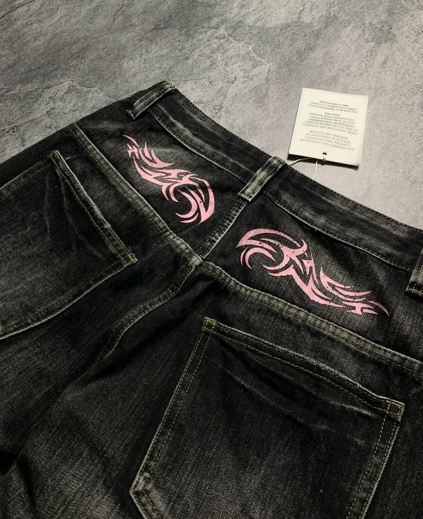 American Graffiti Punk Hip-Hop Printed Gothic Jeans