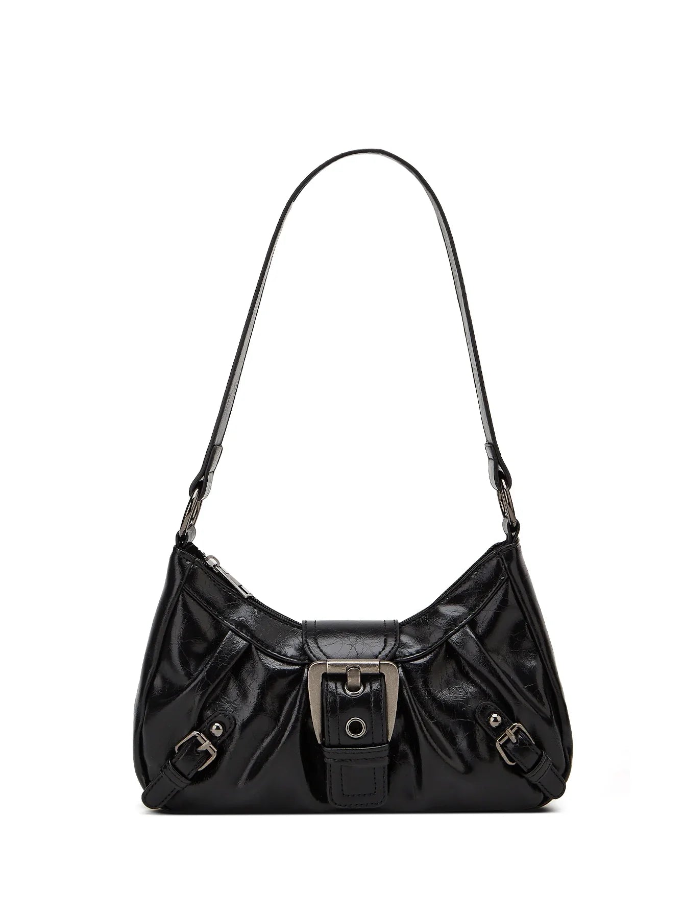 Y2K Retro Style Shoulder Bag, Maillard Pleated Rivet Armpit Bag,able Ladies Cool Leather Shoulder Bag