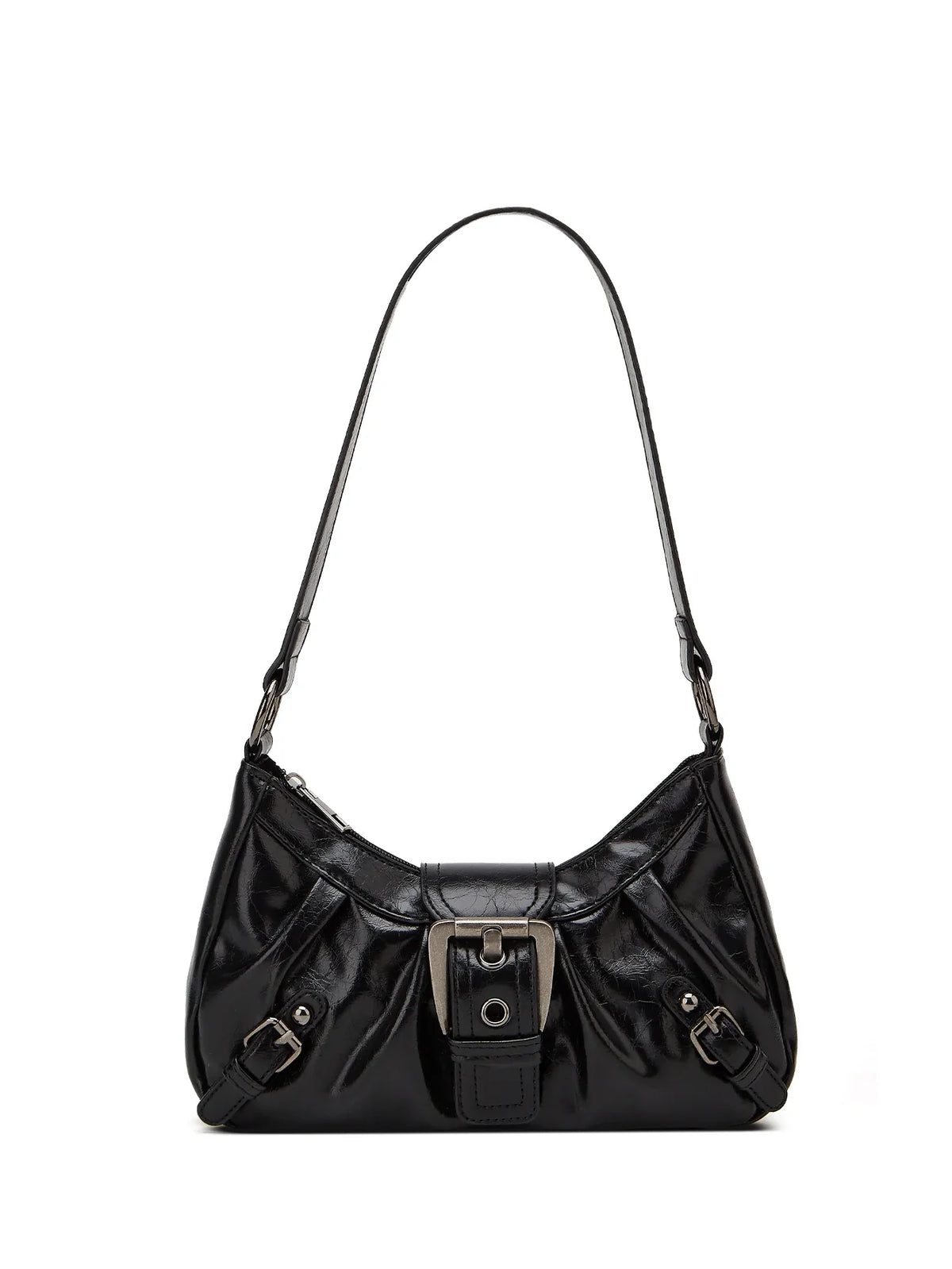 Y2K Retro Style Shoulder Bag, Maillard Pleated Rivet Armpit Bag,able Ladies Cool Leather Shoulder Bag