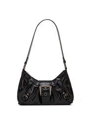 Y2K Retro Style Shoulder Bag, Maillard Pleated Rivet Armpit Bag,able Ladies Cool Leather Shoulder Bag