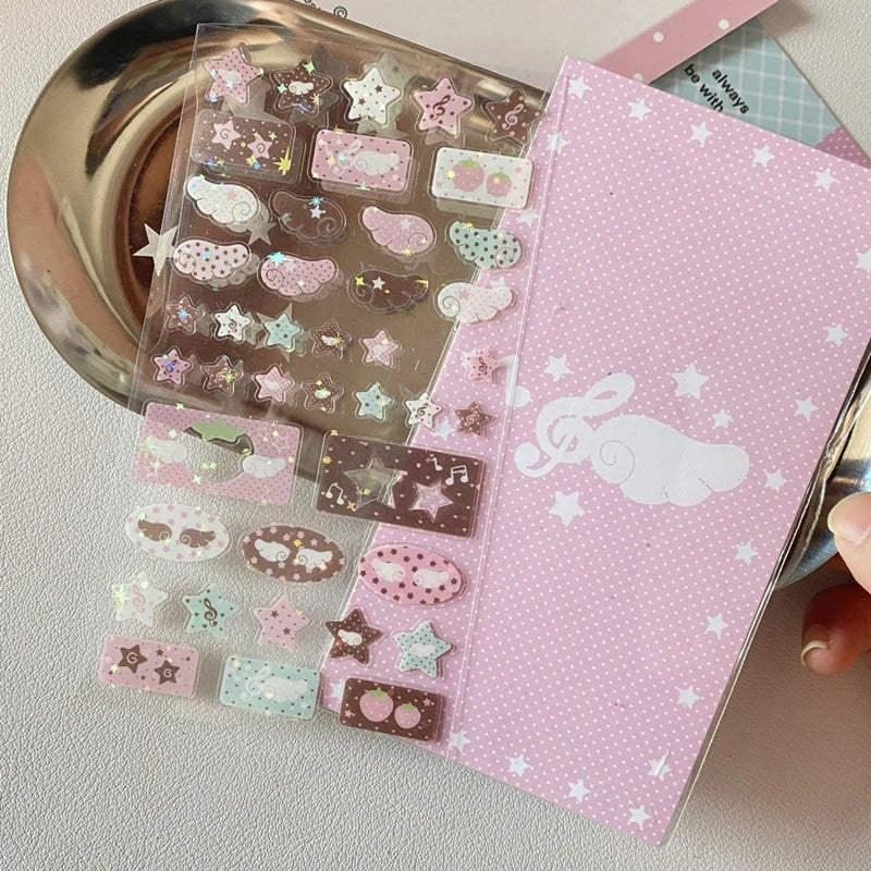 4pcs/set Korean Ins Cute Musical Note Strawberry Sticker Girls Journal Handbook DIY Scrapbooking Kawaii Decoration Sticker Gift