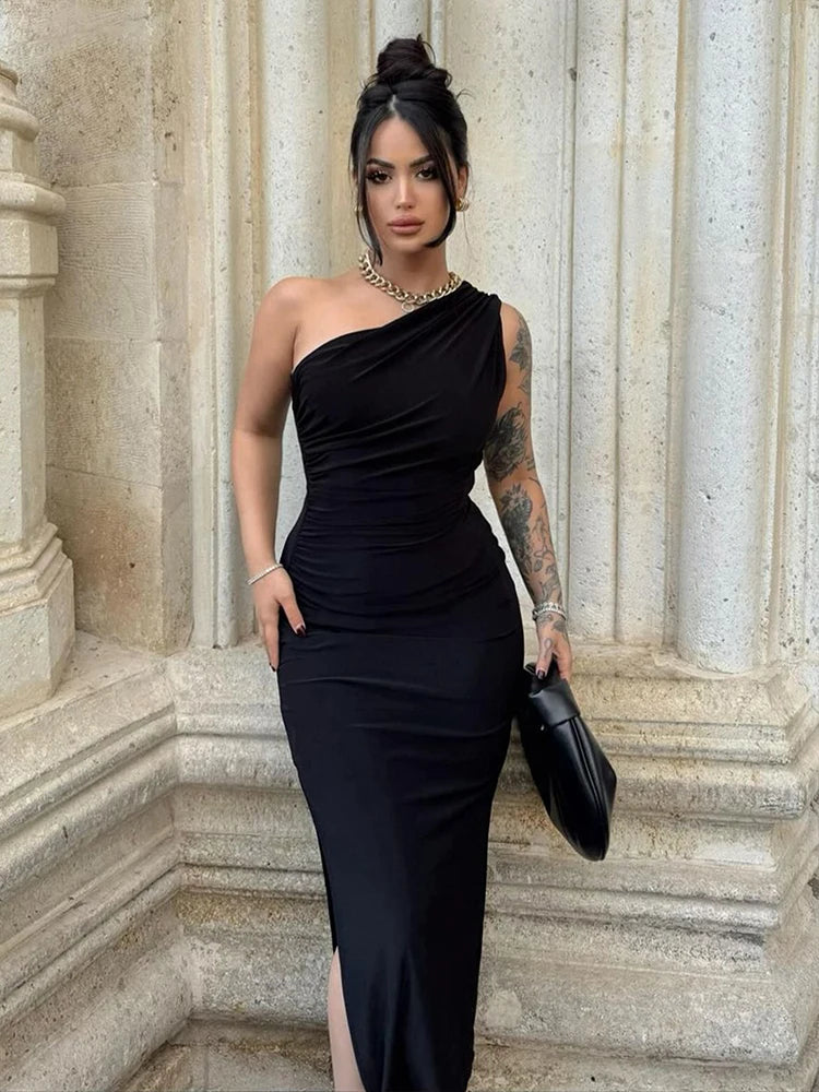 Maxi Dress Split Sleeveless Backless Slim Dress Casual Streetwear Club Elegant Party Dresses