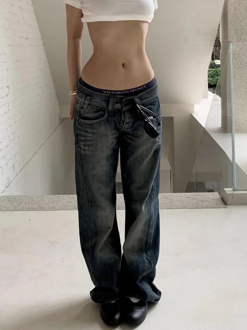 Blue Y2k Baggy Jeans Harajuku Japanese Denim Trousers American Vintage Jean Pants Trashy Clothes