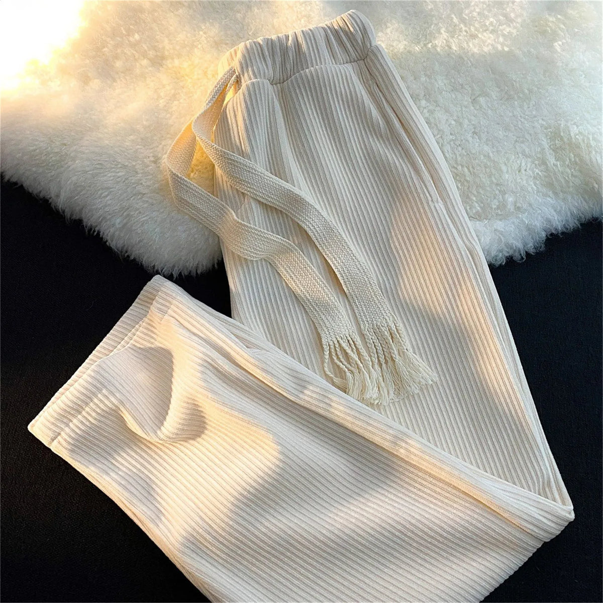 Solid Pants Retro Ankle Length Casual Korean Style Pant Male Elastic Waist Loose Pant Man Streetwear Black Gray