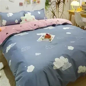 Pink Light Blue Checkered Striped Duvet Cover with Multiple Patterns 200X230cm Soft Duvet Cover Suitable