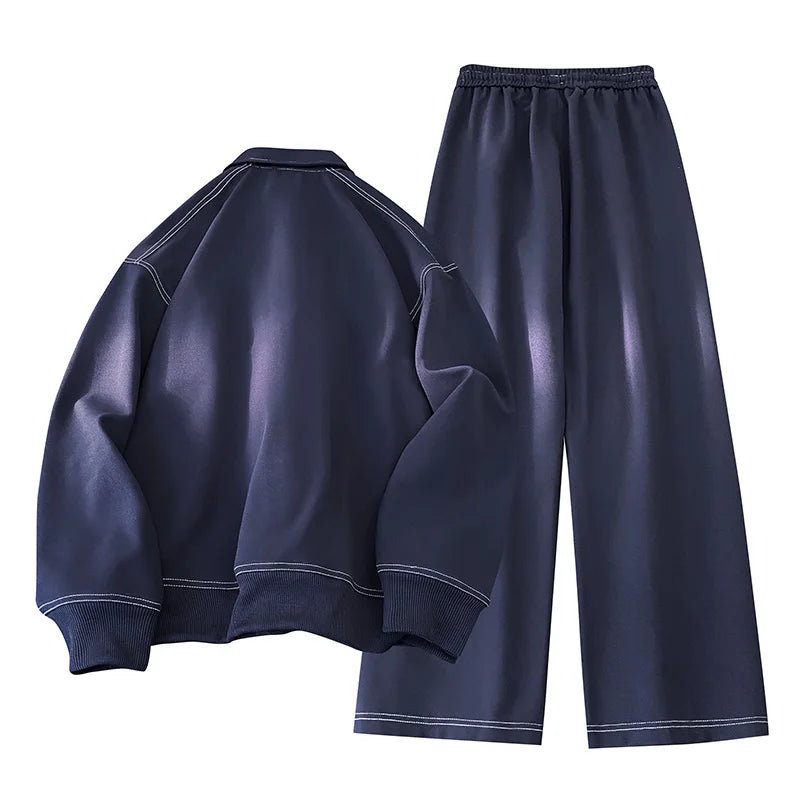 Two-piece set sportswears Casual Outdoor Set Square Neck Long Sleeve Loose TShirt Elastic Waist Comfort Pants