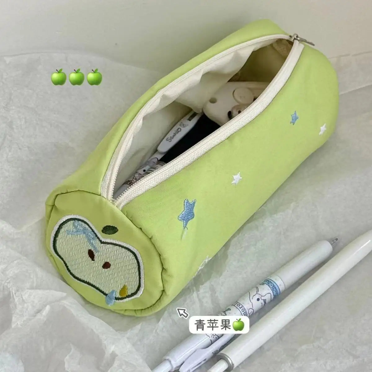 INS Large Capacity Pink Pen Bag Creative Soft Touch Pencil Case Stationery Storage Organizer Creative Students Gift