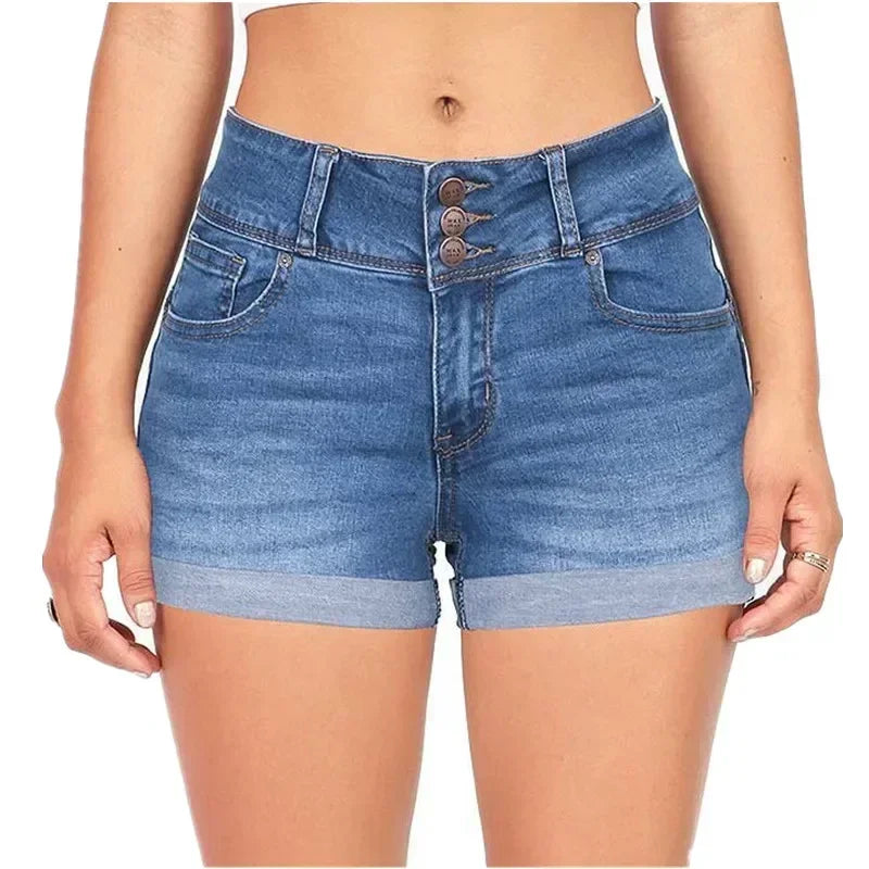 Waistband Denim Stretch Fabric Shorts Casual Versatile Street Shorts
