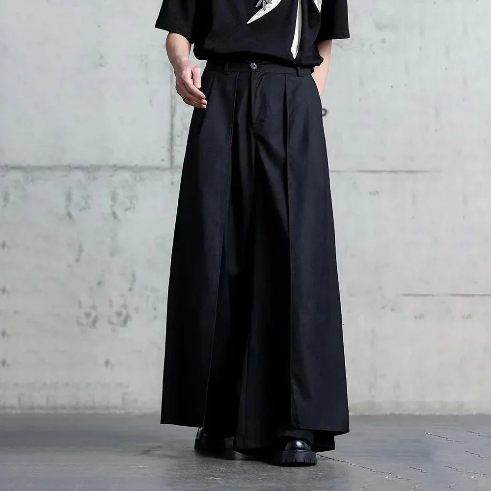Gothic Y2K Single Layer Thick Japanese Culottes Dark Style Streetwear Draped Personality All Match Casual Pants Unisex