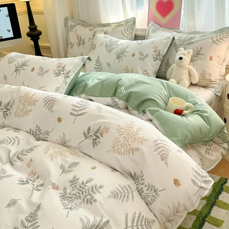 100% Cotton Printed Duvet Cover Single Piece Fresh Style Bedding Cover Soft Breathable Quilt Cover