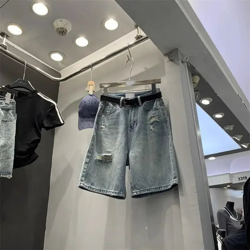High Waist Loose Fit Denim Shorts