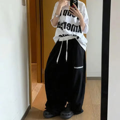 Y2k American Retro Black Hip-Hop Sweatpants Casual Oversized Streetwear Baggy Loose High Waist Wide-Leg Jogging Pants