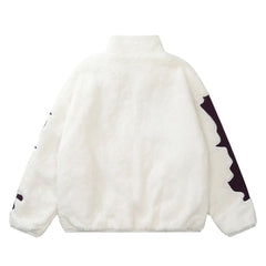Street Retro Stand Up Collar Loose Oversize Lamb Wool Cotton Coats