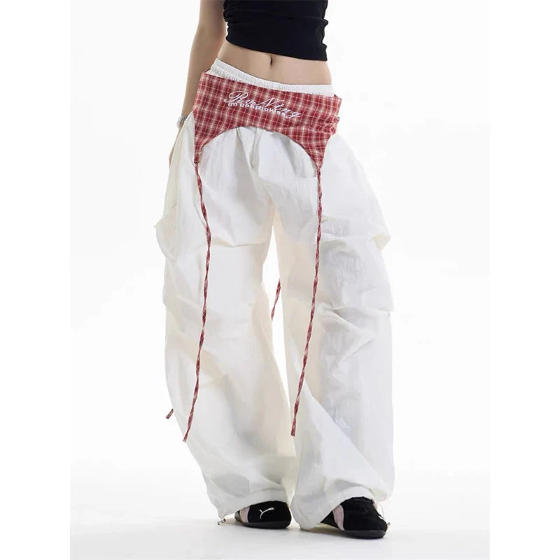 Brown Baggy Parachute Pants Oversize Cargo Pants Harajuku Japanese Y2k Gyaru Vintage Trousers Clothes