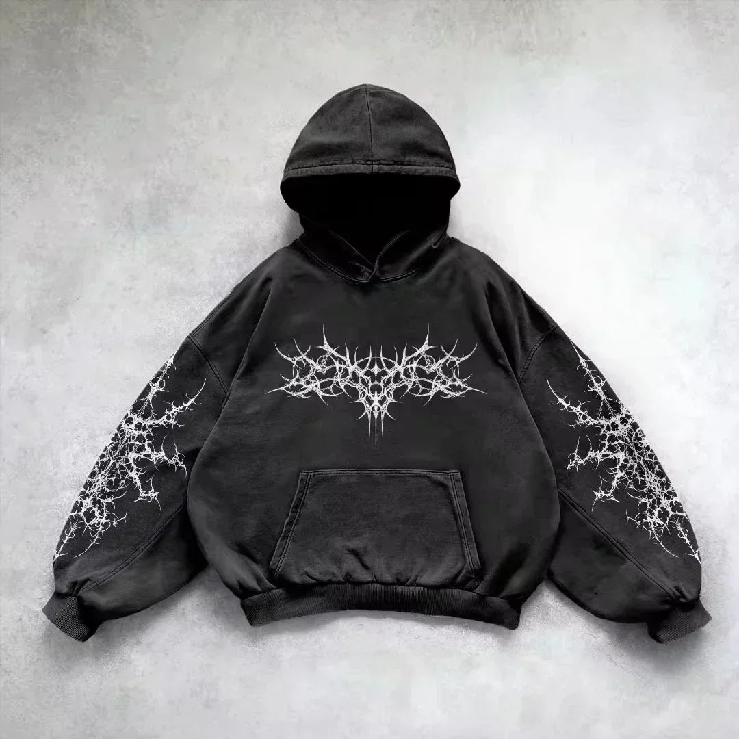 Korean Simple Gray Double Sided Oversized Zipper Hoodie Y2K Harajuku Gothic Casual Joker Couple Sweatshirt