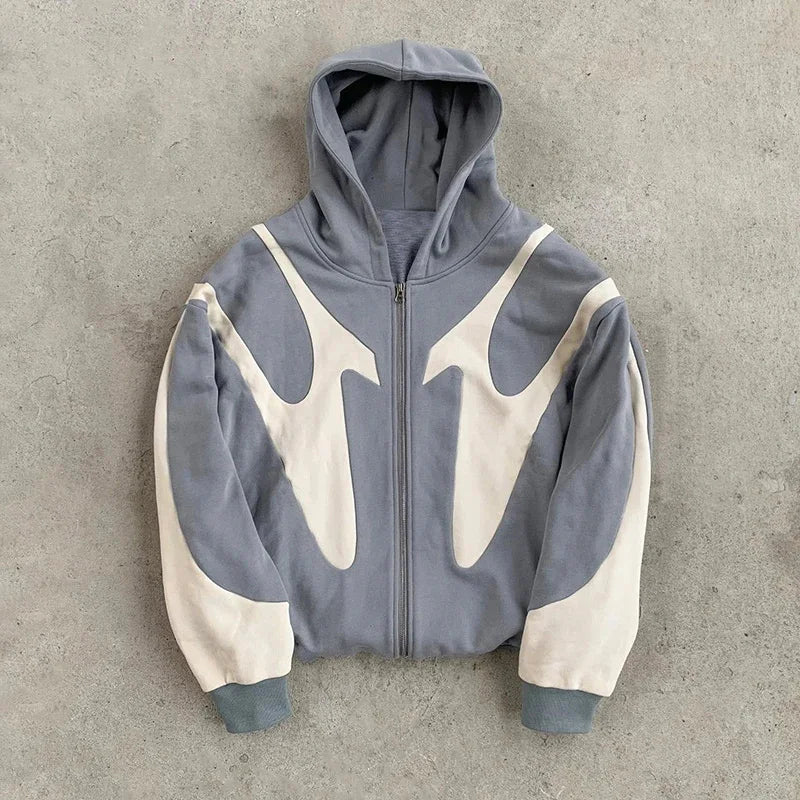 American Retro Letter Printed Devil Pattern Hoodie Y2k Harajuku Casual Couple Zipper Hoodies Sweatshirt Street Clothing