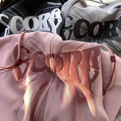 Slimming Effect Oversize Hoodie Loose Fit Printed Bubble Jacket Student Open Cardigan Outerwear Polyester Fiber