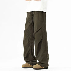 Trendy Loose Work Pants Ins Versatile Straight Tube Sports Micro Elastic Parachute Pants Drawstring Casual Pants