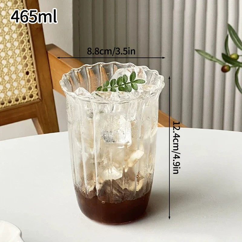 Glass Drinkware Cold Coffee Cups Latte Coffee Glass Iced Juice Milk Water Bottle