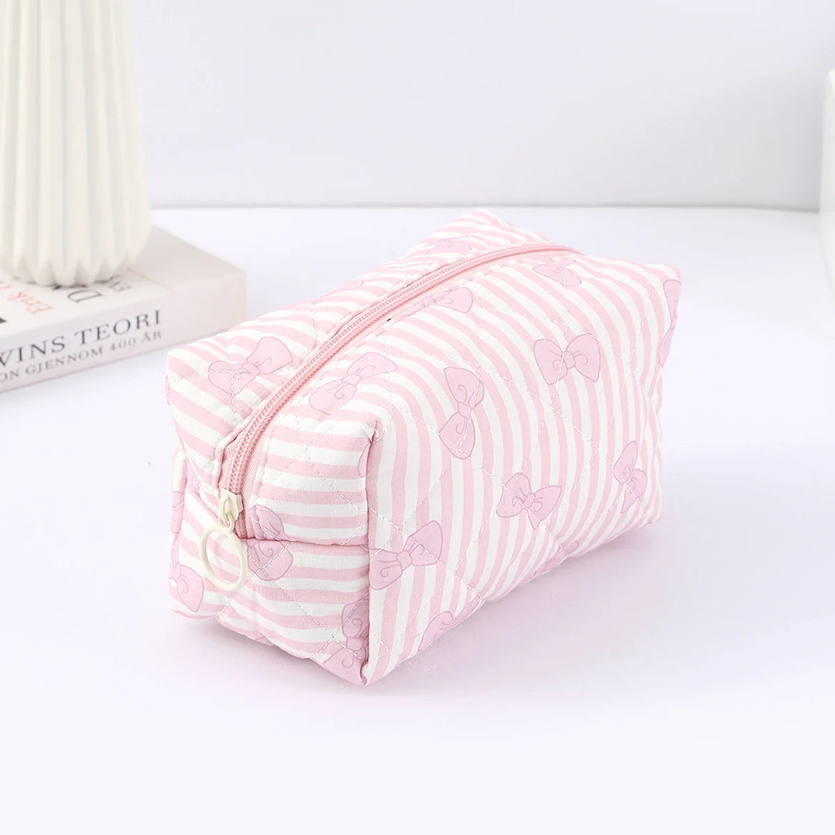 1 pc exquisite bowknot single-layer pencil case, floral pattern design storage bag, a must-have