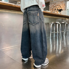 Teenagers Boys Jeans Children Wide Leg Denim Pants