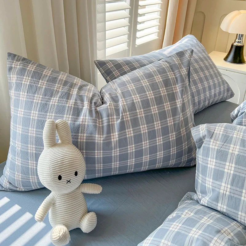 Lattice Duvet Cover Set with Sheet Pillowcases No Filling Warm Bed Linen Twin Full Queen Size Grid Home Bedding Set