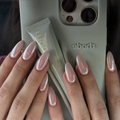 24Pcs Almond Pure Handmade Press On Nails Full Cover Butterfly French Pearl Diamond False Nails Wearable Manicure Nail Tips Art