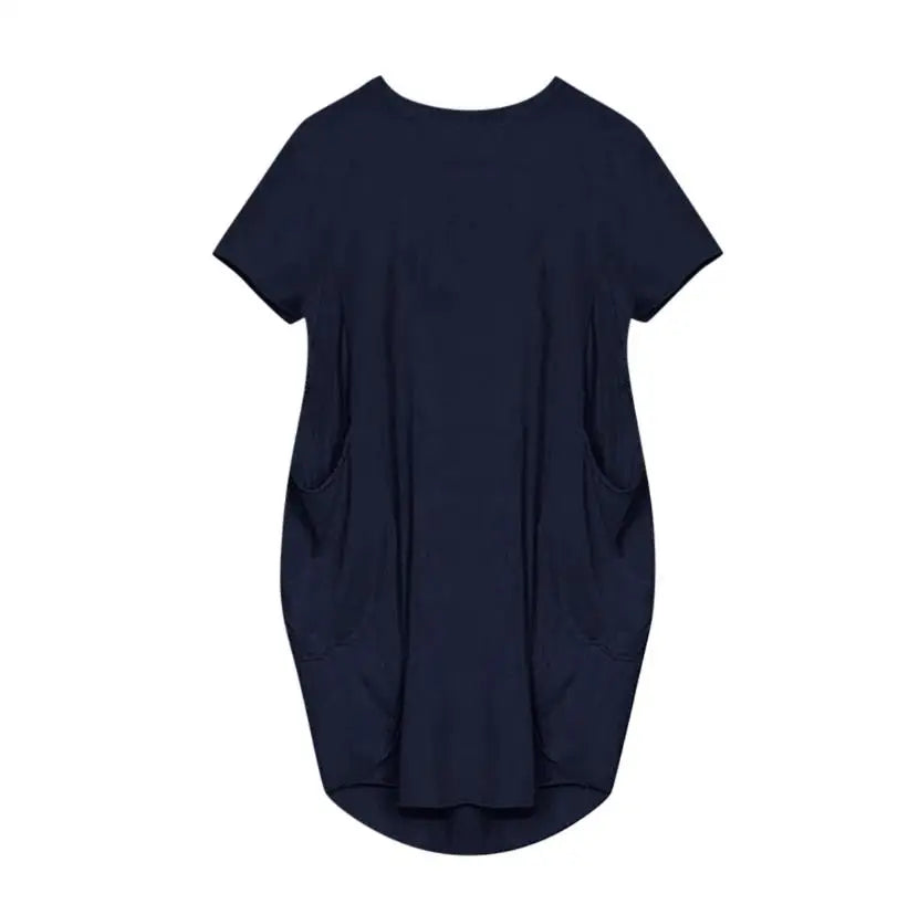 Plus Size Short Sleeve O-Neck Loose Casual Dresses