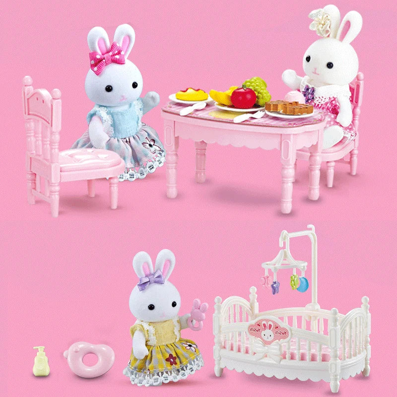 Little Rabbit Bedroom kitchen outdoor gamesLovely Scene Play Toys Simulation Modelling Children Birthday Easter Gift