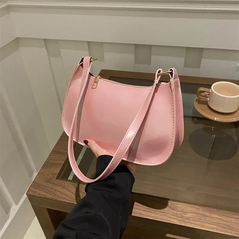 Vintage Patent Leather Shoulder Bag Handbags Casual Designer Hobos Underarm Bag